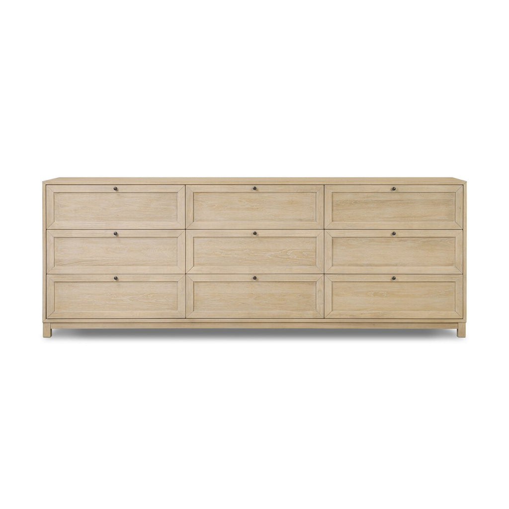Millie 9 Drawer Dresser in Bleached Oak Veneer