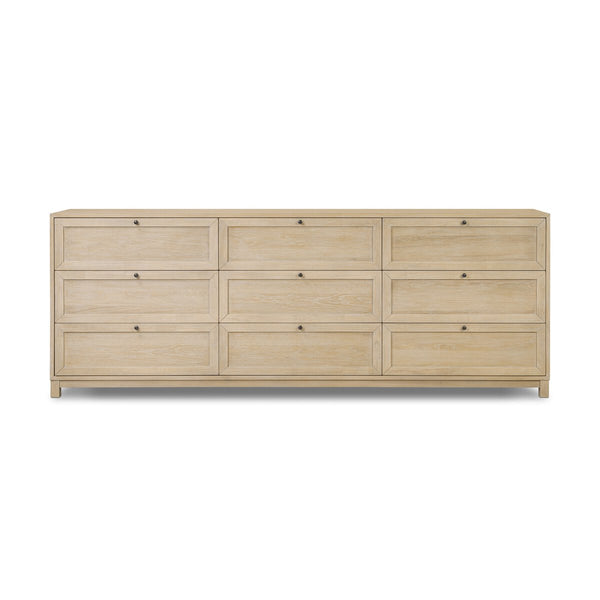 Millie 9 Drawer Dresser in Bleached Oak Veneer