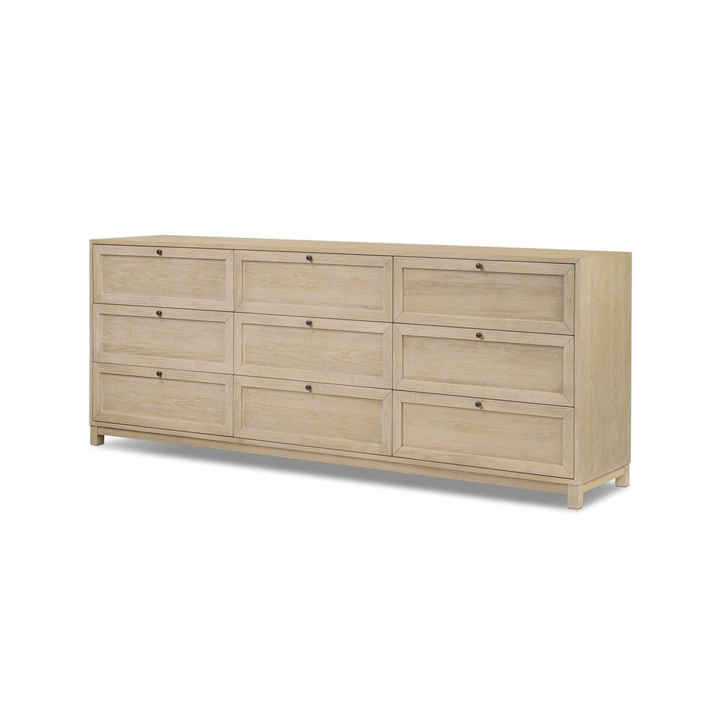 Millie 9 Drawer Dresser in Bleached Oak Veneer