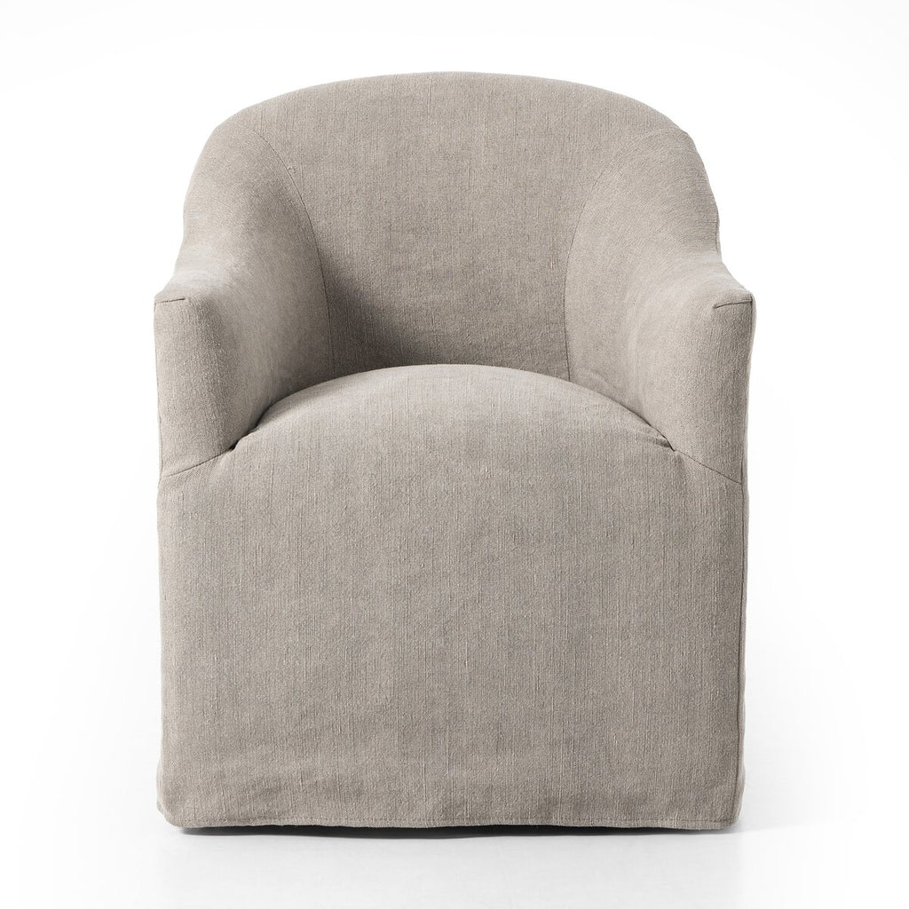 Cove Dining Chair With Casters in Heather Twill Stone