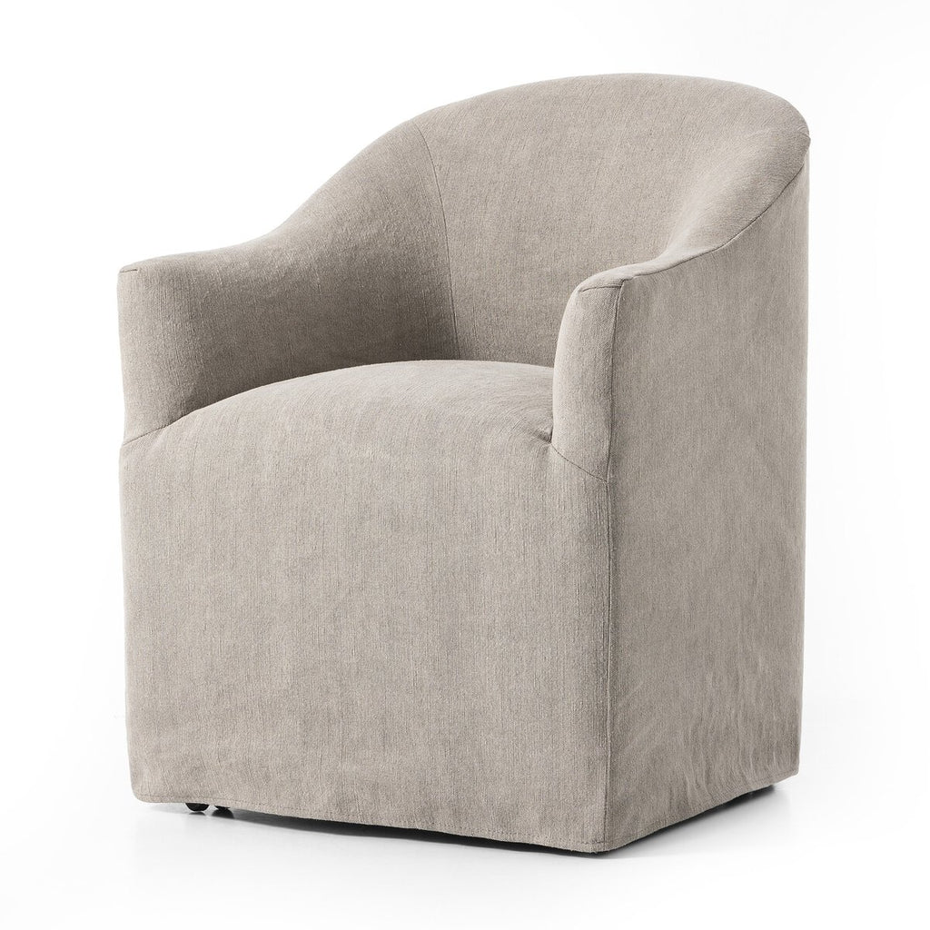 Cove Dining Chair With Casters in Heather Twill Stone