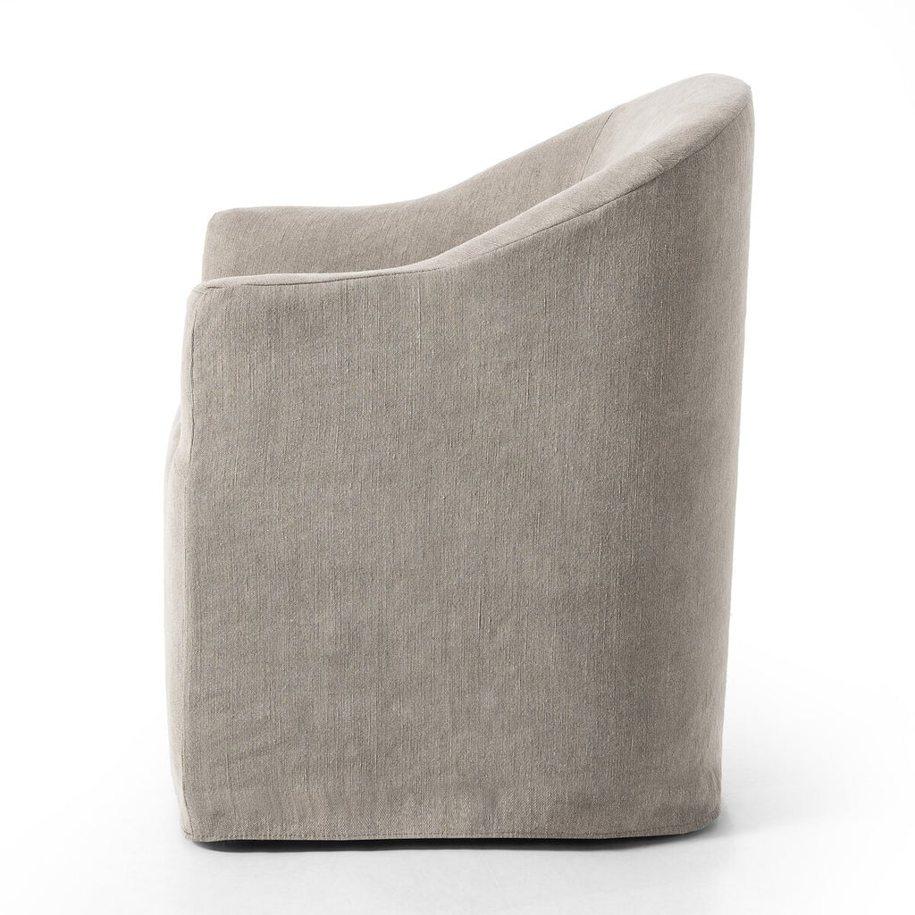 Cove Dining Chair With Casters in Heather Twill Stone