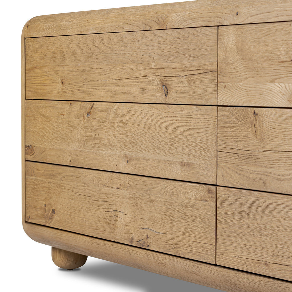 Sheldon 6 Drawer Dresser in Worn Oak Veneer