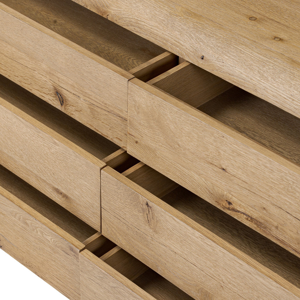 Sheldon 6 Drawer Dresser in Worn Oak Veneer