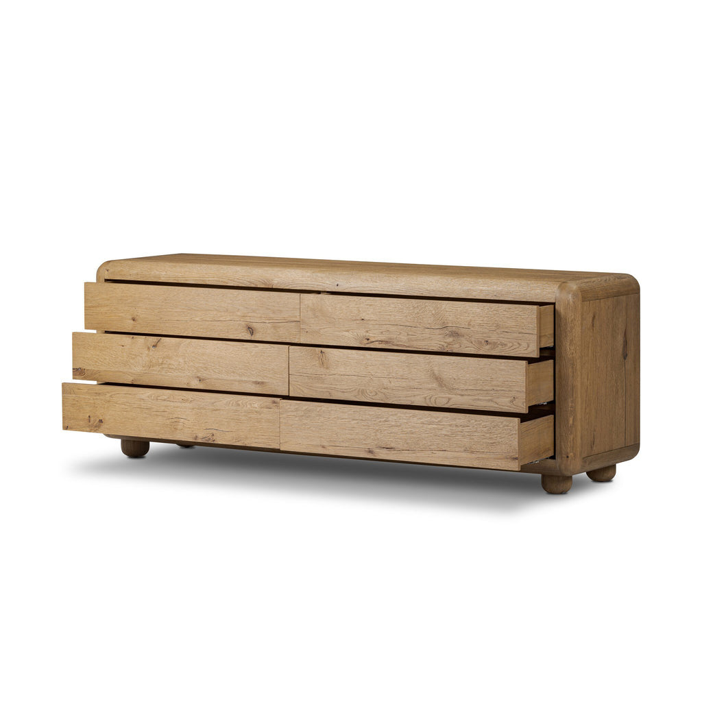 Sheldon 6 Drawer Dresser in Worn Oak Veneer