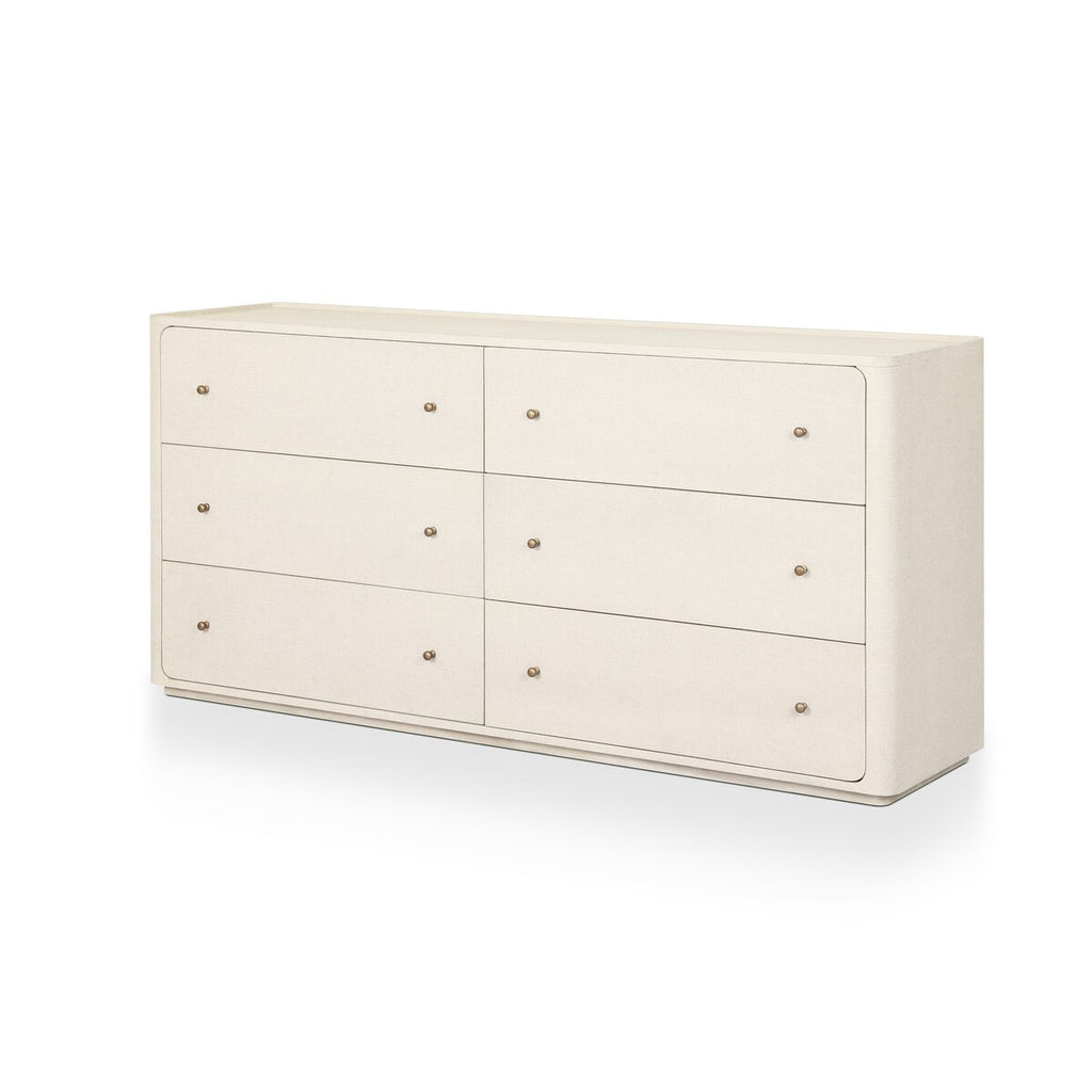 Paula 6 Drawer Dresser in Beige Painted Linen