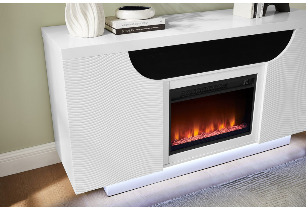 AILEEN WHITE ENTERTAINMENT 66" W/LED AND SPEAKER (1/CN)