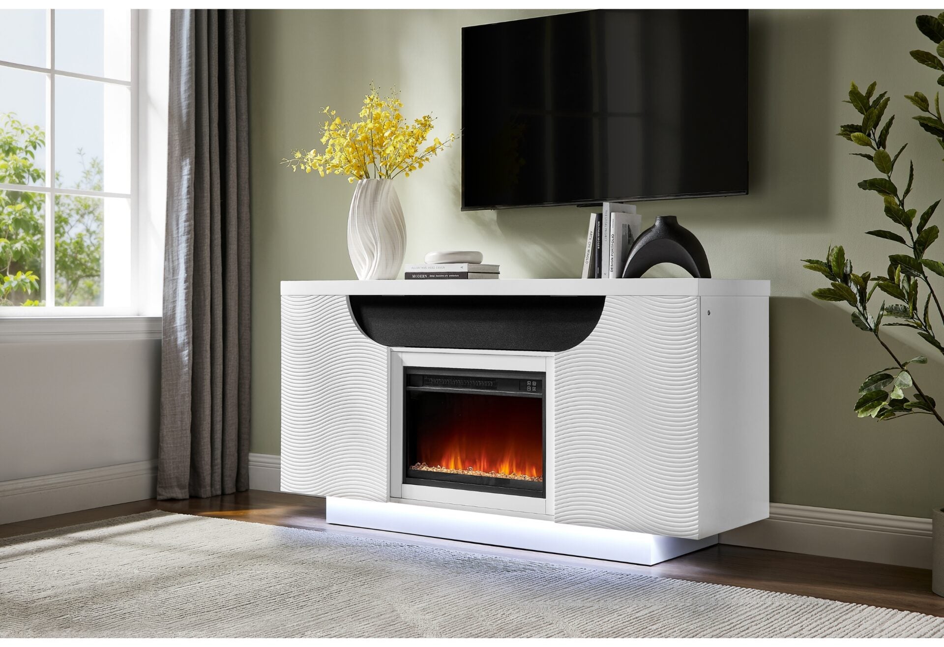 AILEEN WHITE ENTERTAINMENT 66" W/LED AND SPEAKER (1/CN)