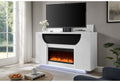 AVEENA WHITE 76″ ENTERTAINMENT UNIT WITH TV POP UP, LED, SPEAKERS, CRYSTAL INSERTS AND POP UP CENTER DOORS (1/CN)