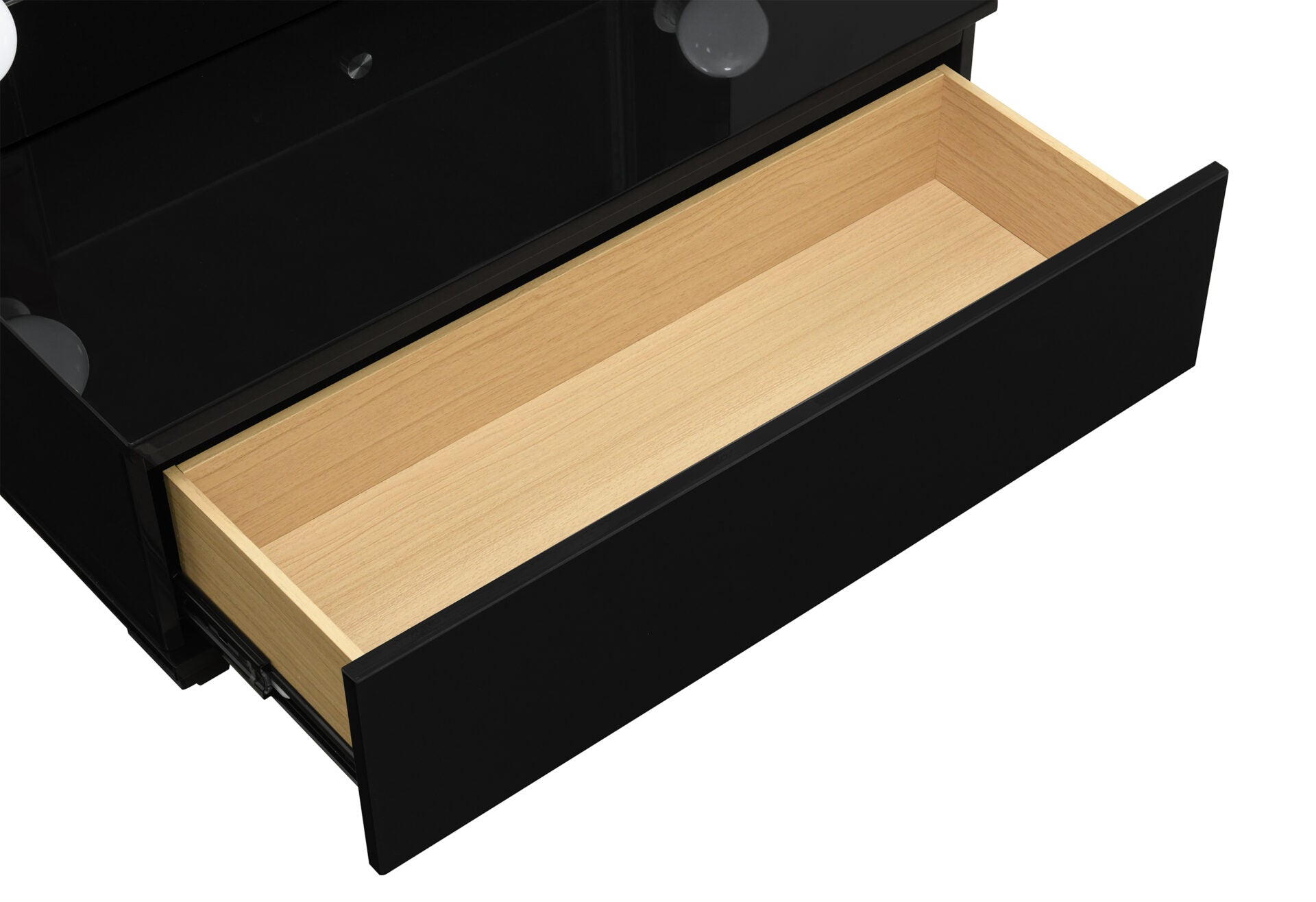 ELLA BLACK NARROW TALL MIRROR WITH DRAWER AND SPEAKER (1/CN)
