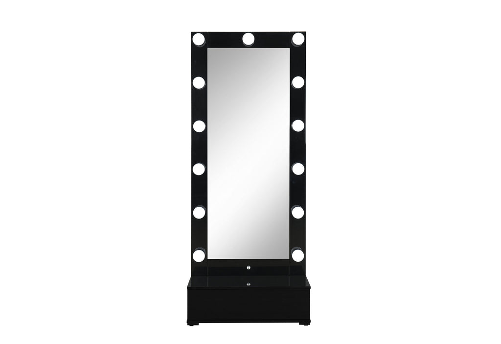 ELLA BLACK NARROW TALL MIRROR WITH DRAWER AND SPEAKER (1/CN)