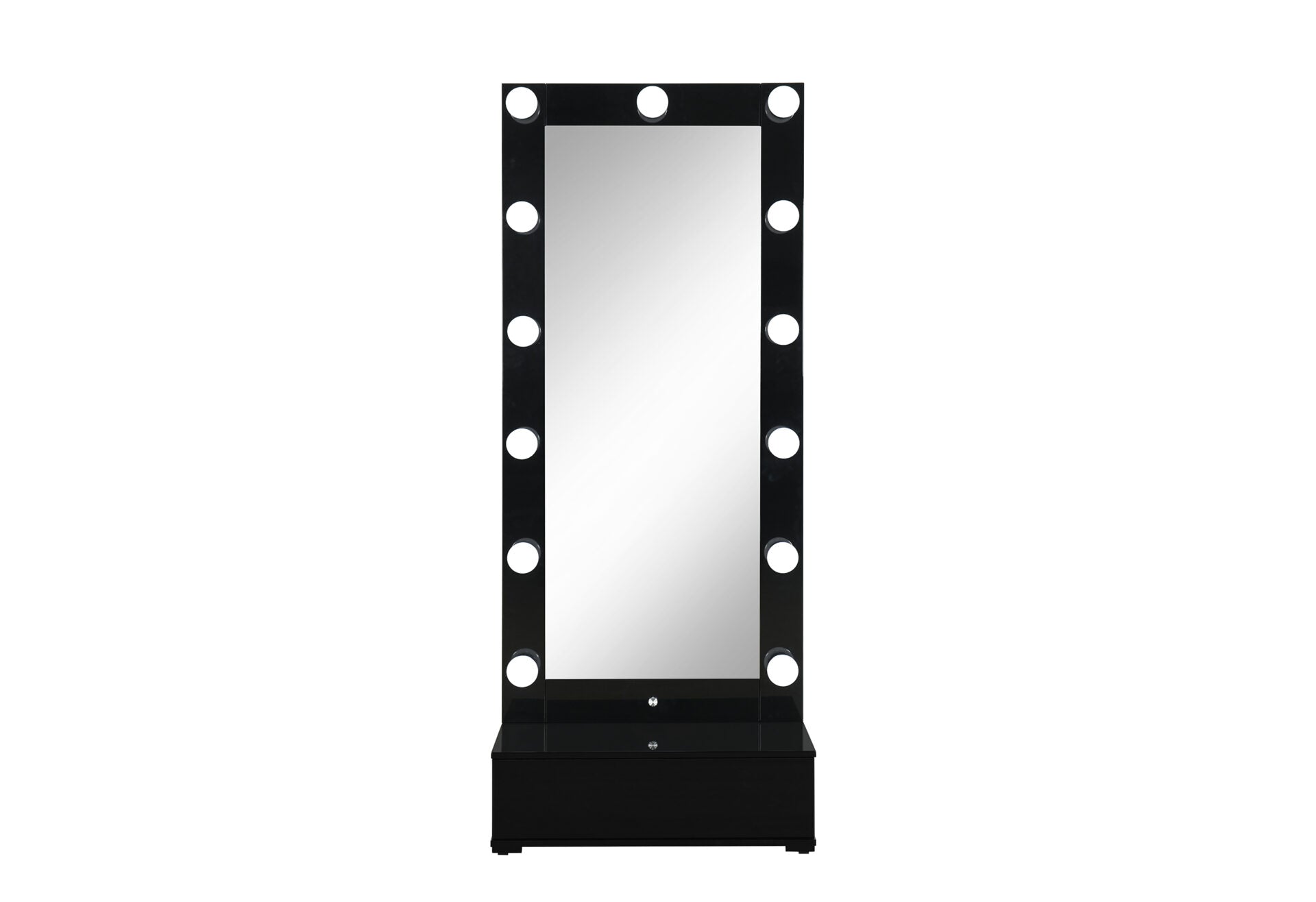 ELLA BLACK NARROW TALL MIRROR WITH DRAWER AND SPEAKER (1/CN)