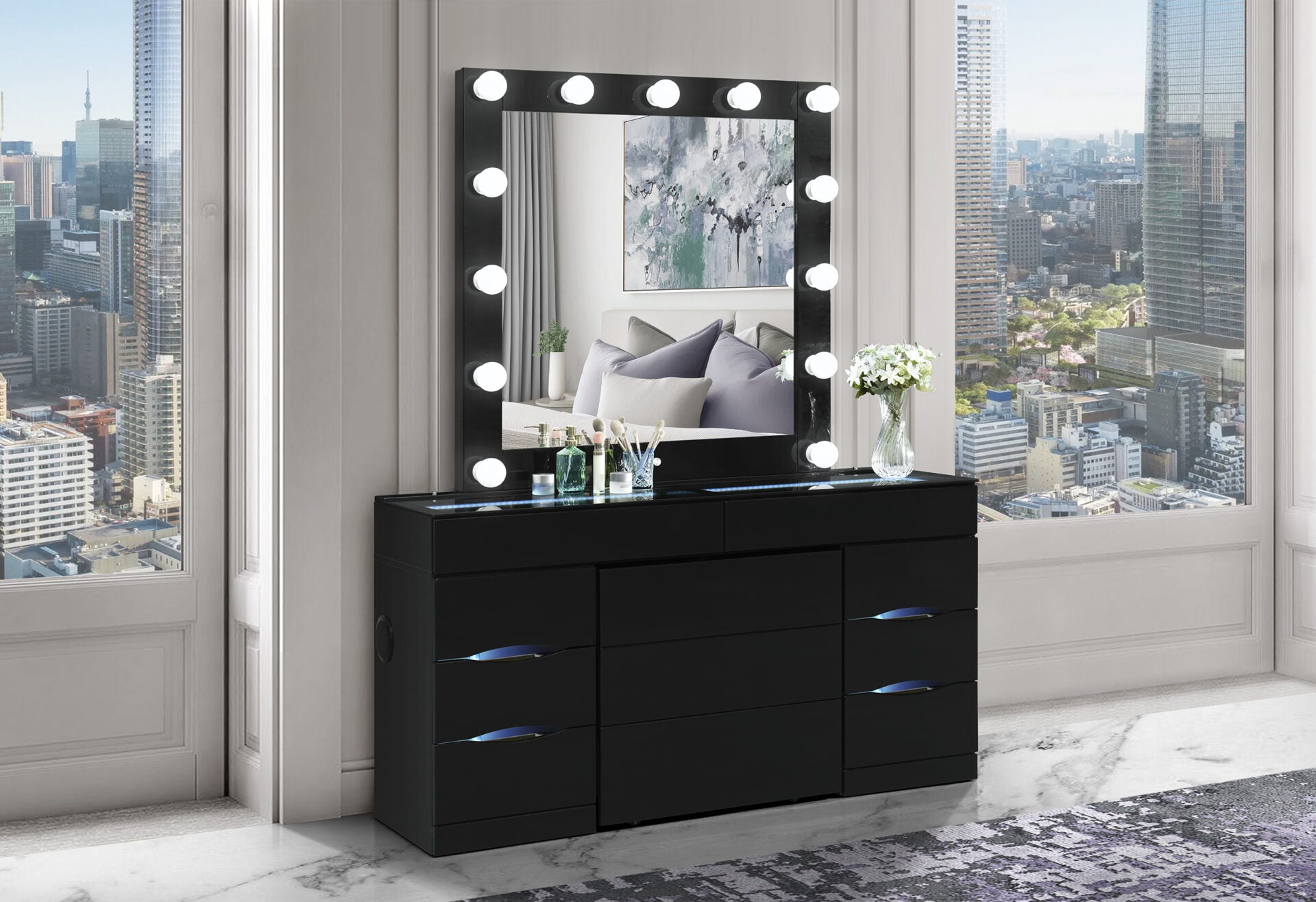 ELLA BLACK VANITY WITH SPEAKER (1/CN)