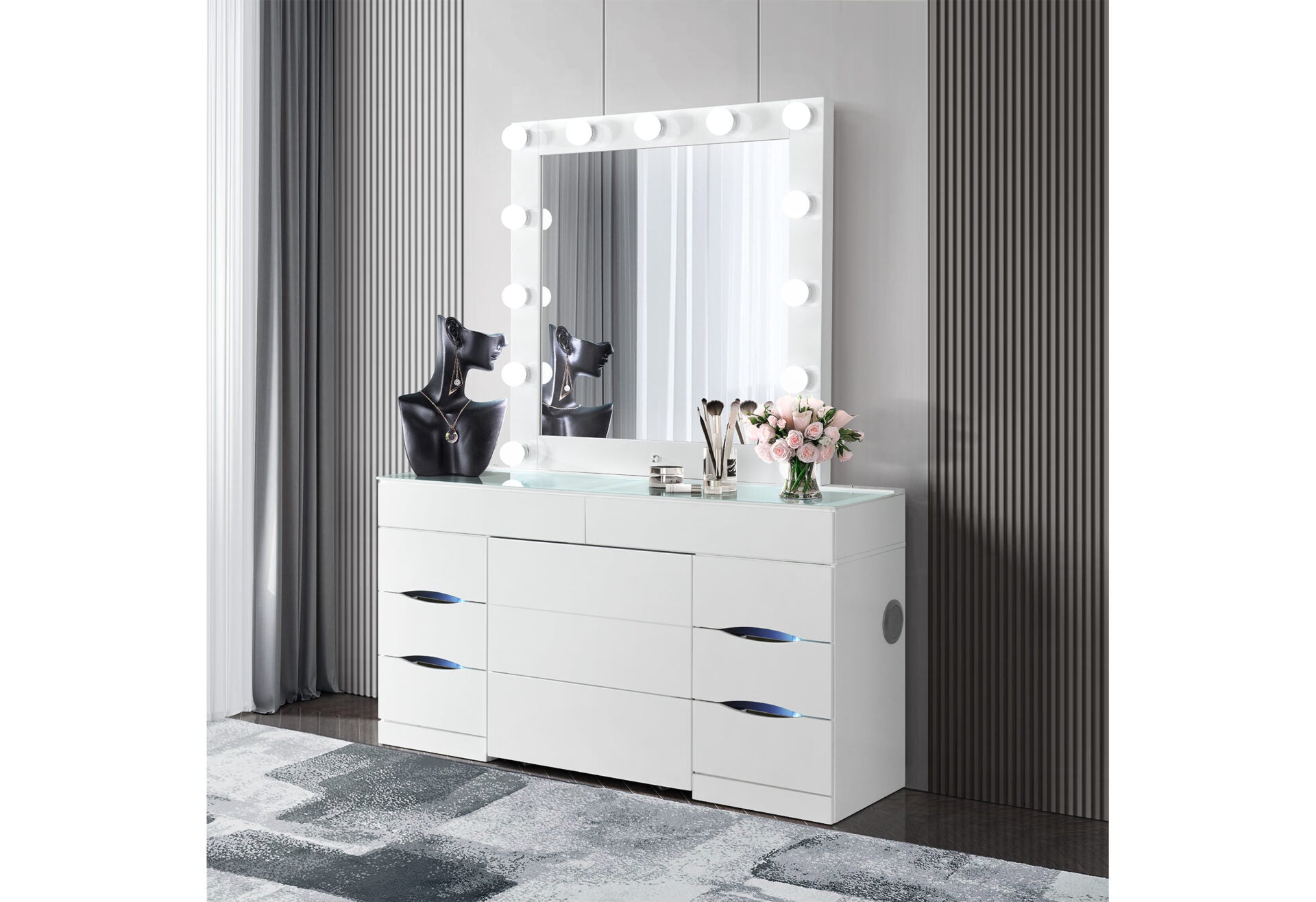 ELLA WHITE VANITY WITH SPEAKER (1/CN)