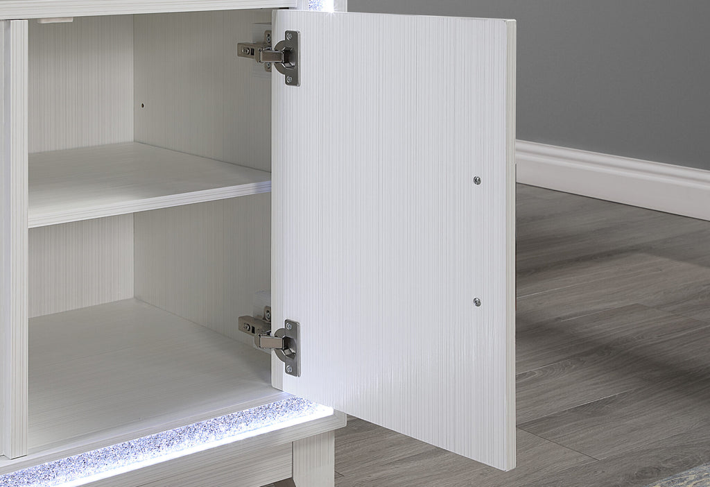 LILY WHITE ENTERTAINMENT UNIT 72 W/ LED, SPEAKERS, CRYSTAL INSERTS (1/CN)