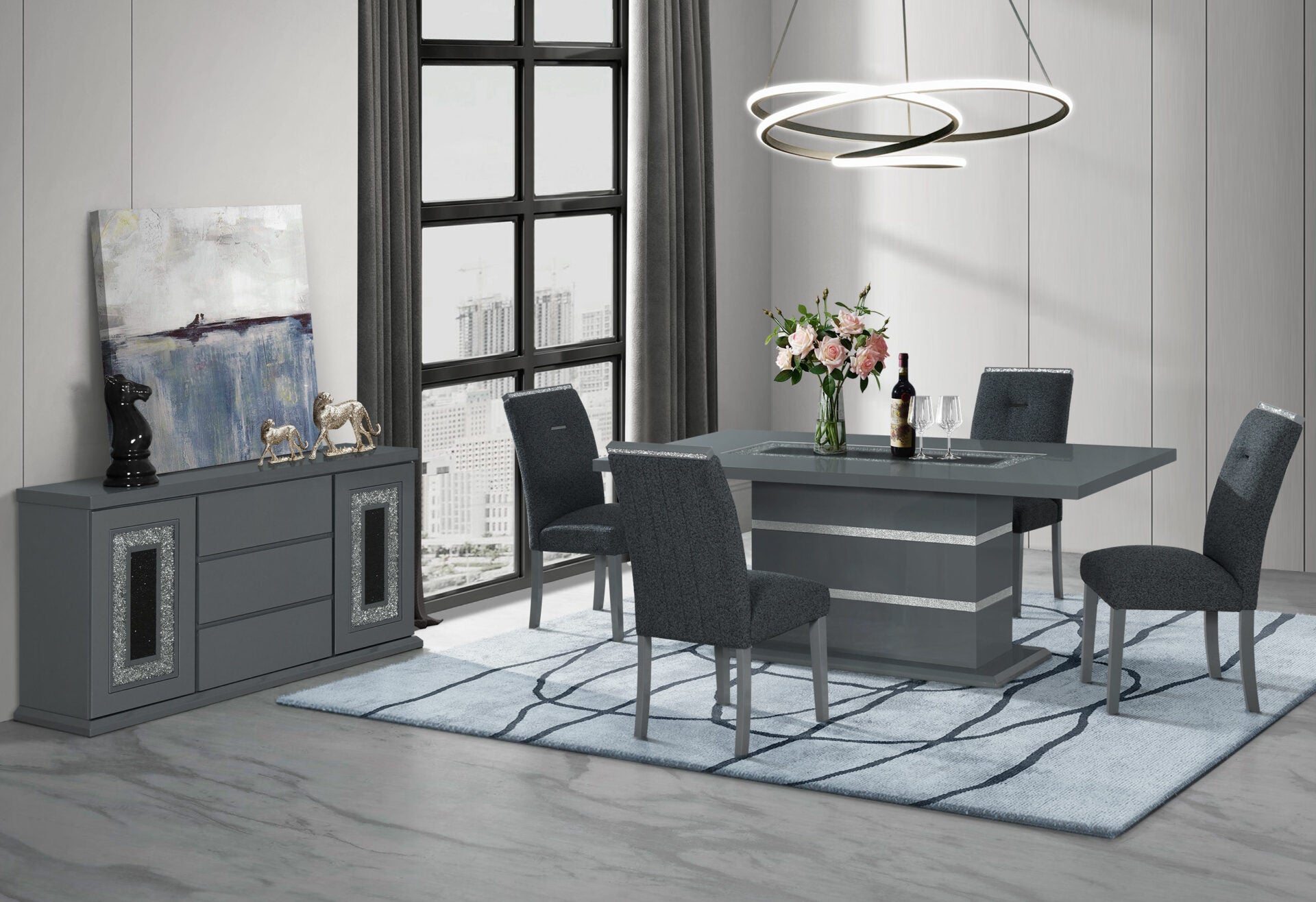 MONACO DARK GREY DINING TABLE (1/CN)