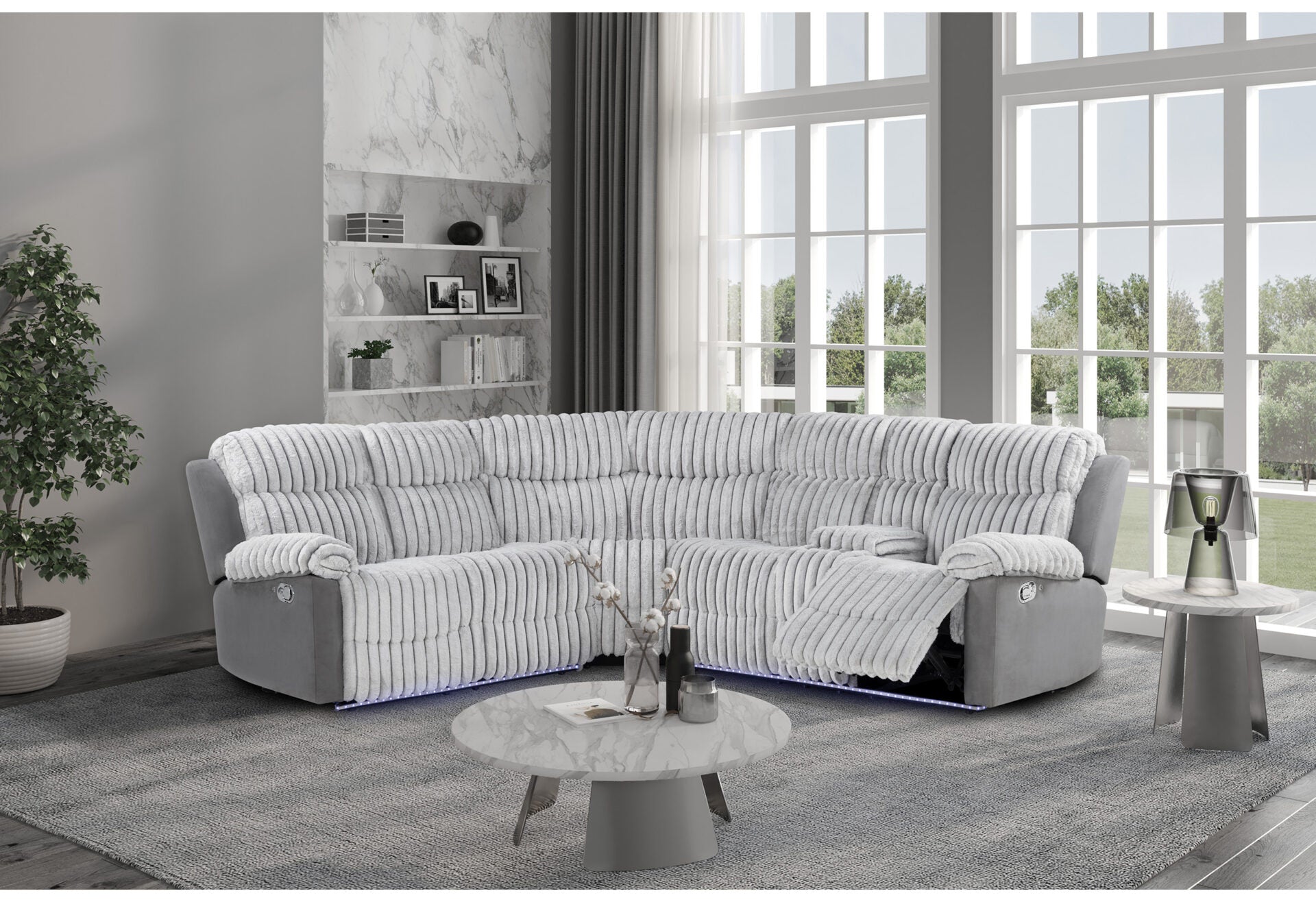 GREY SECTIONAL WITH LED (1/CN)