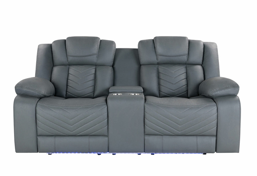 ARROW GREY POWER CONSOLE RECLINING LOVESEAT WITH LED