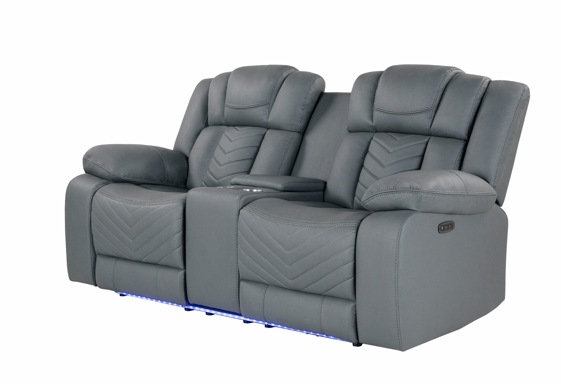 ARROW GREY POWER CONSOLE RECLINING LOVESEAT WITH LED