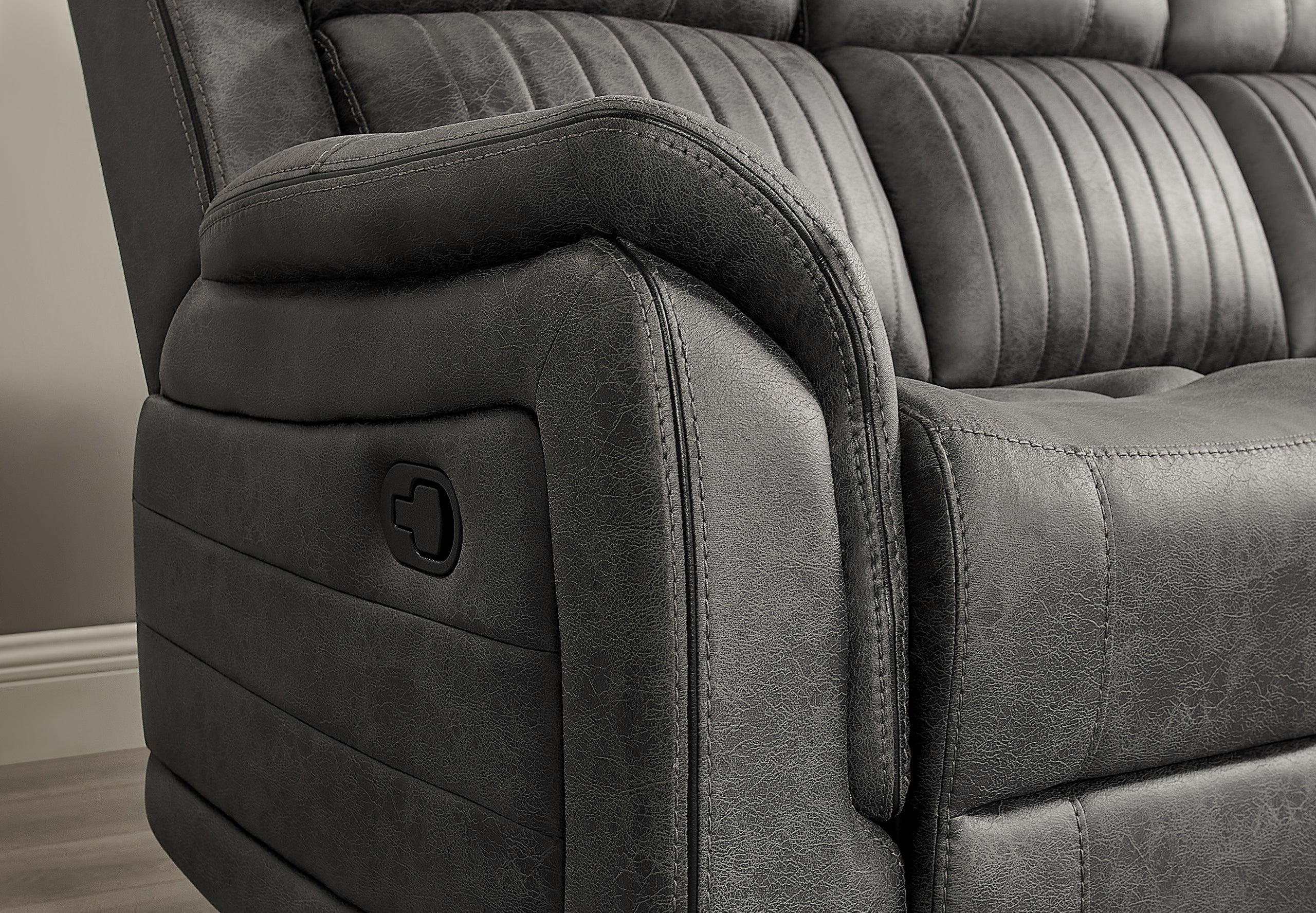 GREY RECLINING SOFA (1/CN)