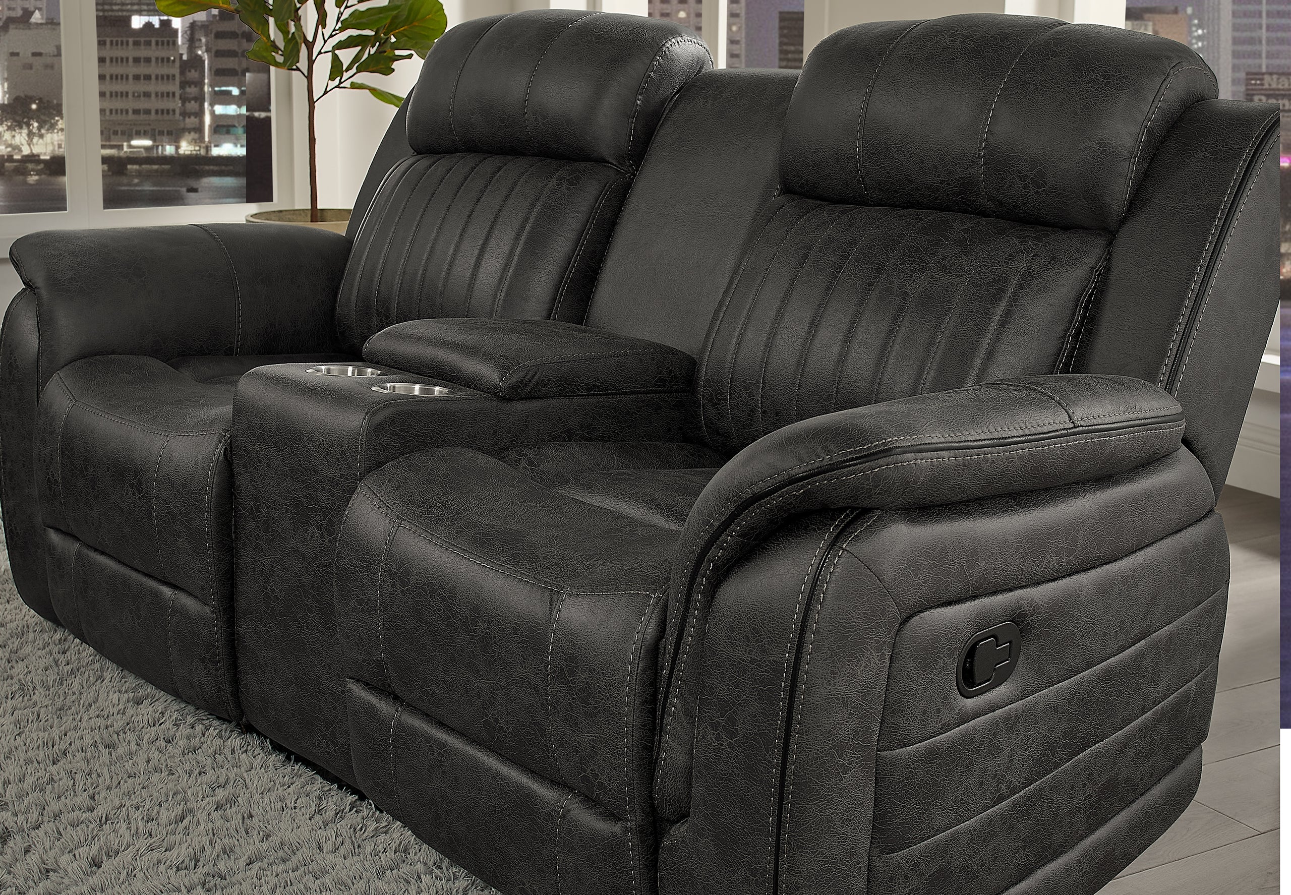 GREY CONSOLE RECLINING LOVESEAT (1/CN)