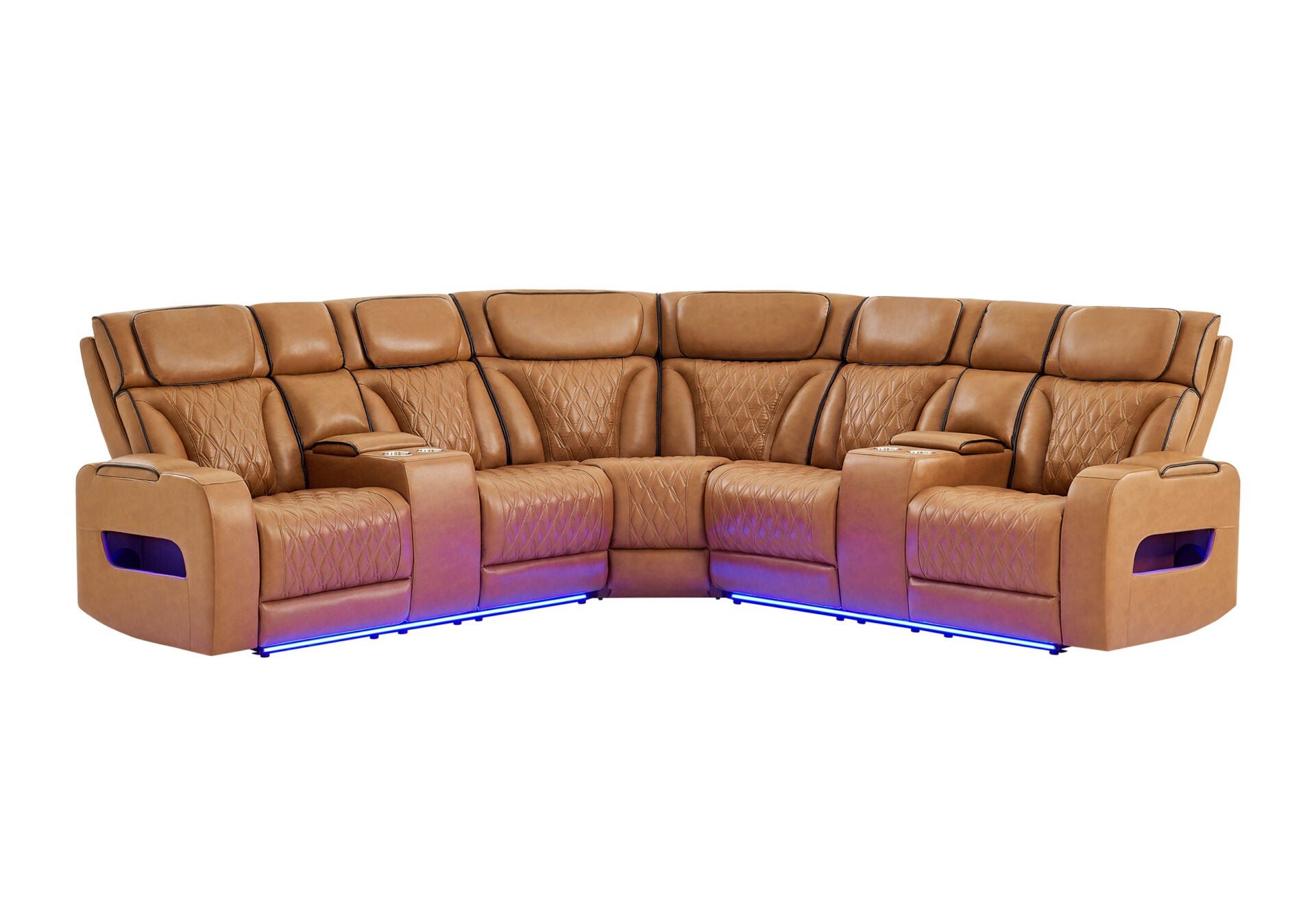 CAMEL SECTIONAL WITH POWER HEADREST, CONTINUOUS LED AND SPEAKER (1/CN)