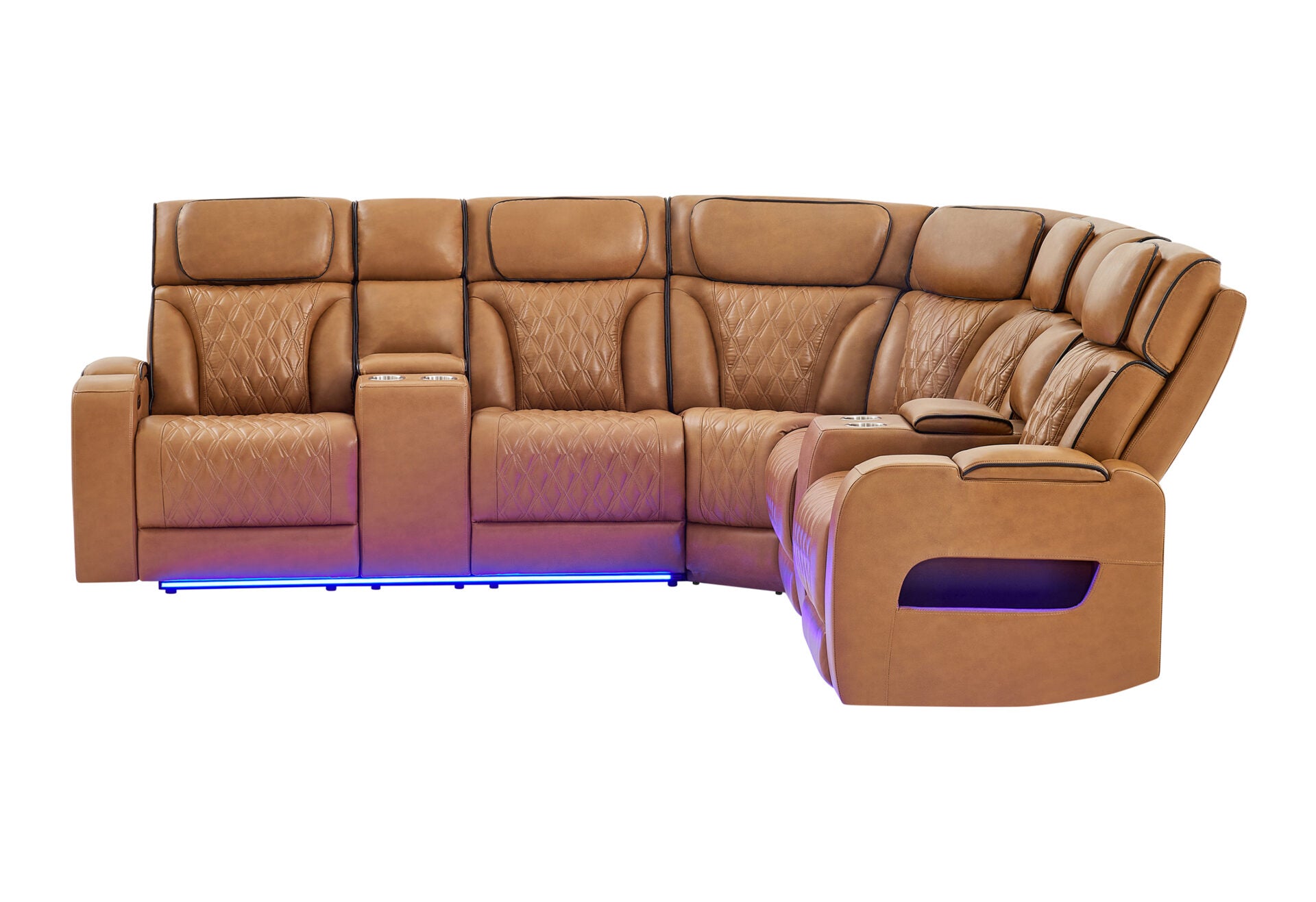 CAMEL SECTIONAL WITH POWER HEADREST, CONTINUOUS LED AND SPEAKER (1/CN)