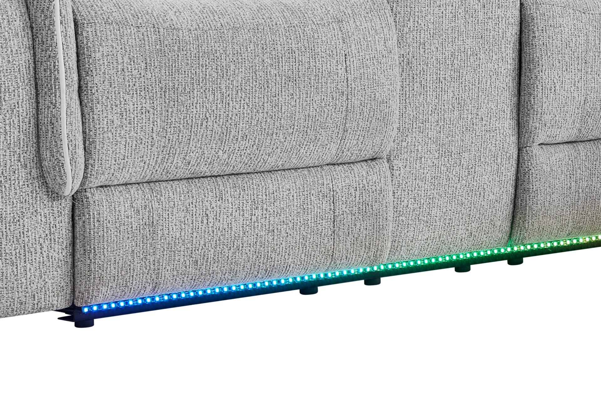 GREY 1 POWER PUSHBACK SECTIONAL WITH LED AND GLOBAL SURROUND SOUND SPEAKER (1/CN)