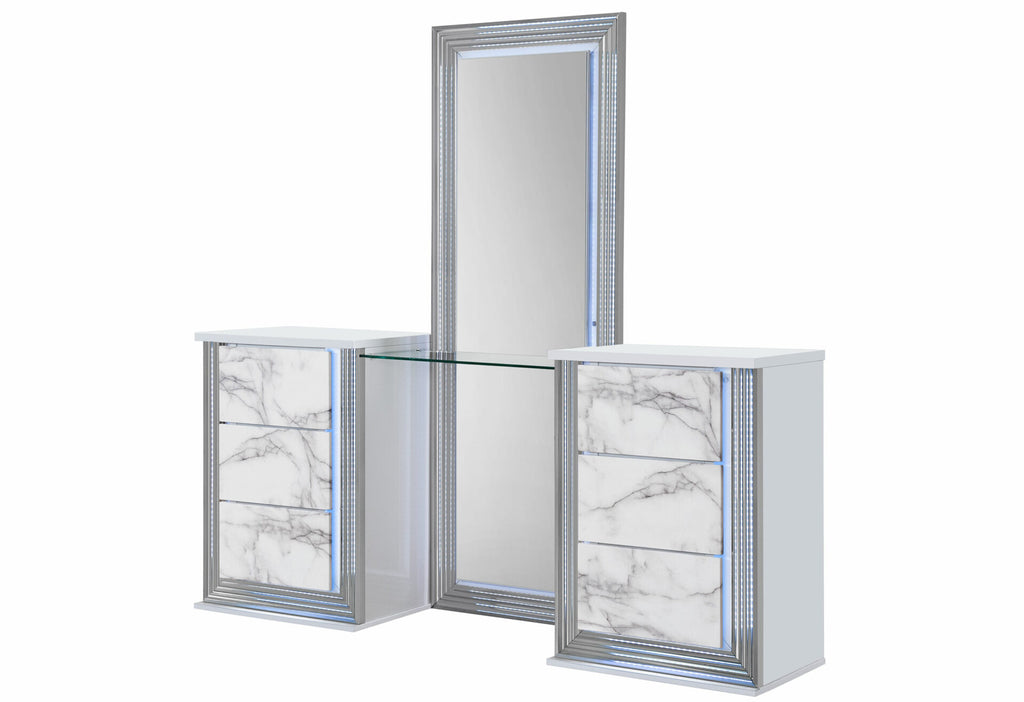 YLIME WHITE MARBLE VANITY WITH LED (1/CN)