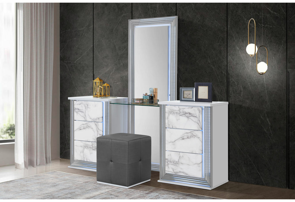 YLIME WHITE MARBLE VANITY WITH LED (1/CN)